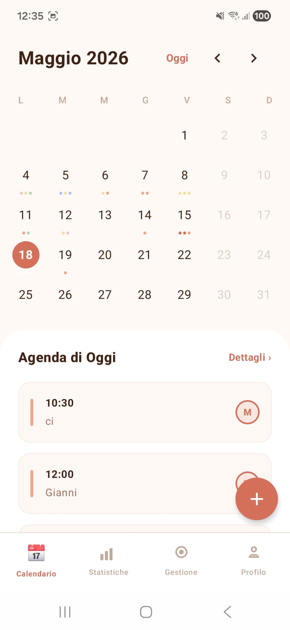 Calendario appuntamenti Zenith